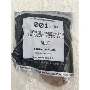 NEW Silkies Knee Hi’s Nude Nylon One Size Fits All 3 Pair in Each Package